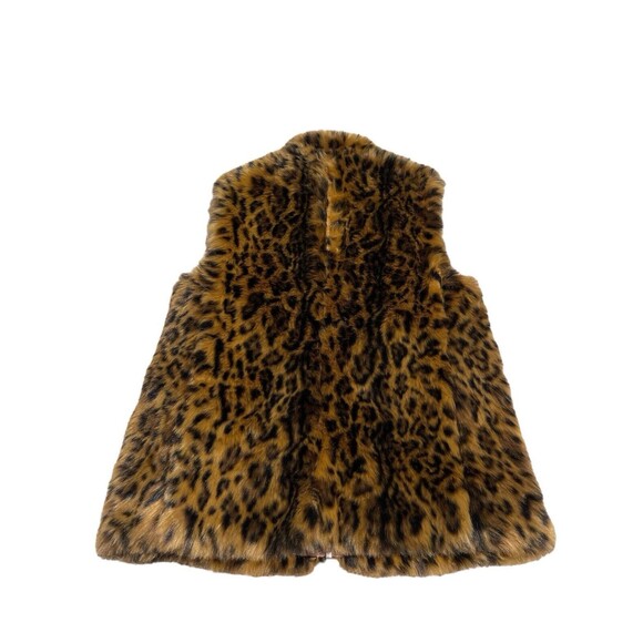 J.Crew Faux-fur Leopard Full-Zip Vest Sleeveless Jacket G9519 Women's Size XXS - Picture 2 of 5